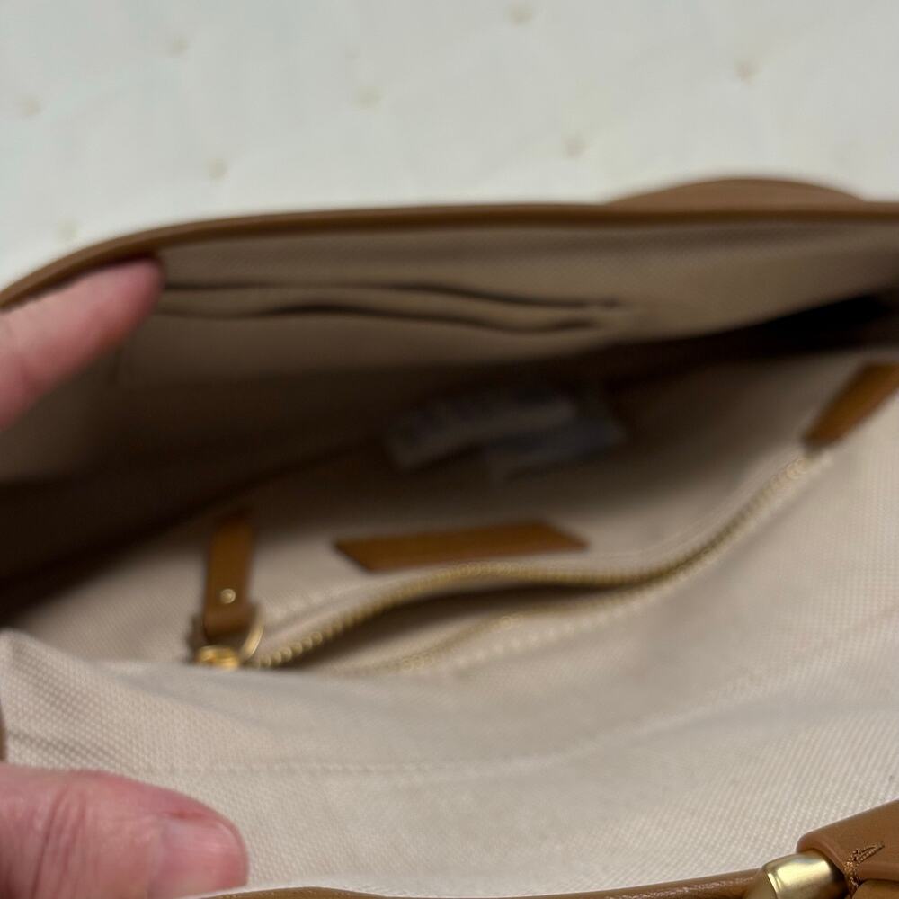 Quince Italian Leather Buckle Detail Shoulder Bag Cognac Brown Minimalist NWT - Picture 8 of 12